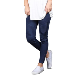 Moto Jeggings with Back Pockets and Ankle Zipper in Navy