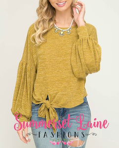 Puff Sleeve Top with Side Tie