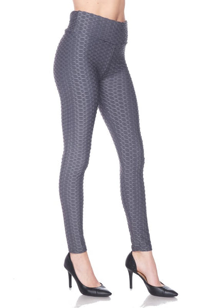 Honeycomb Scrunched Detail Back Athleisure Leggings
